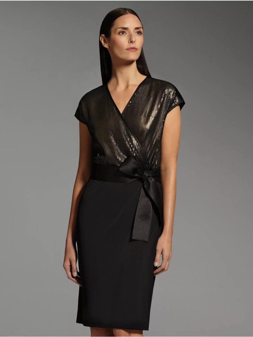 NWT Narciso Rodriguez for Design Nation Size L Sheath Tie Dress Black  Sequin